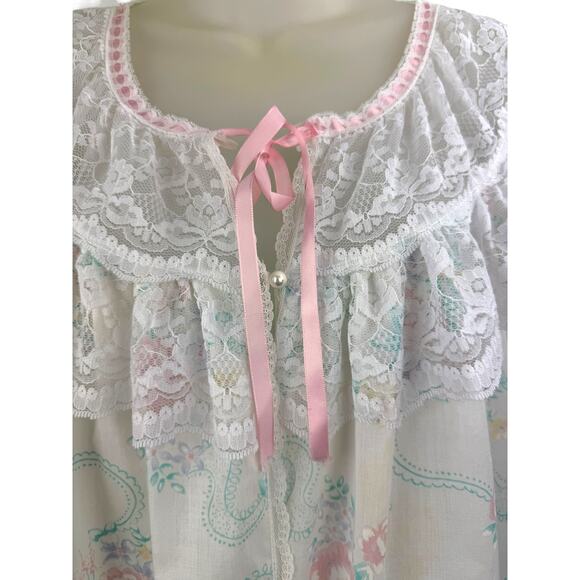 1970's SEARS APOSTROPHE floral lace summer robe - Picture 5 of 8